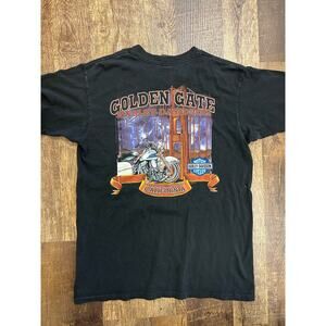 Vintage 1996 Harley Davidson Single Stitch Eagle Print Golden Gate Shirt Large